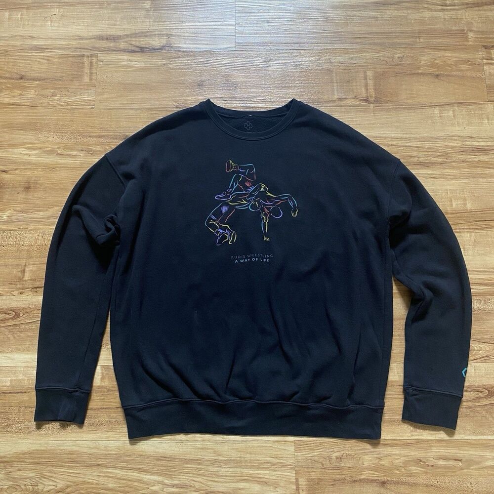 RUDIS Wrestling A Way Of Life XL Black Crewneck Sweatshirt Fleece Pullover Soft